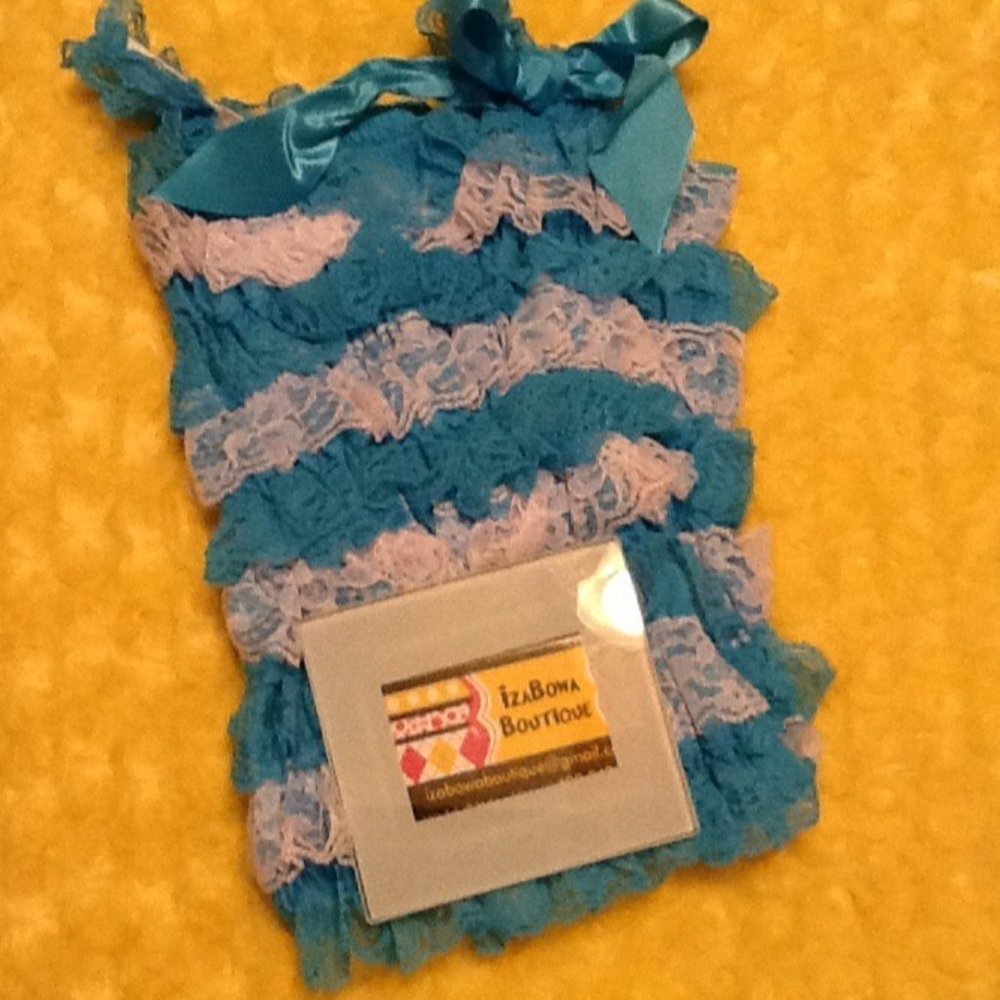 Aqua & White Lace Romper  AWR  NWT Boutique
